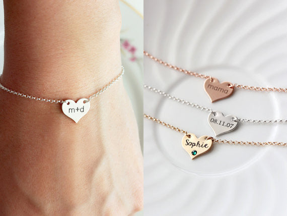 Personalized Heart Charm Bracelet Gifts for Her Name Bangle Bracelets for  Women Handmade Trendy Jewelry Gift Name Engraved Bracelet for Mom - Etsy